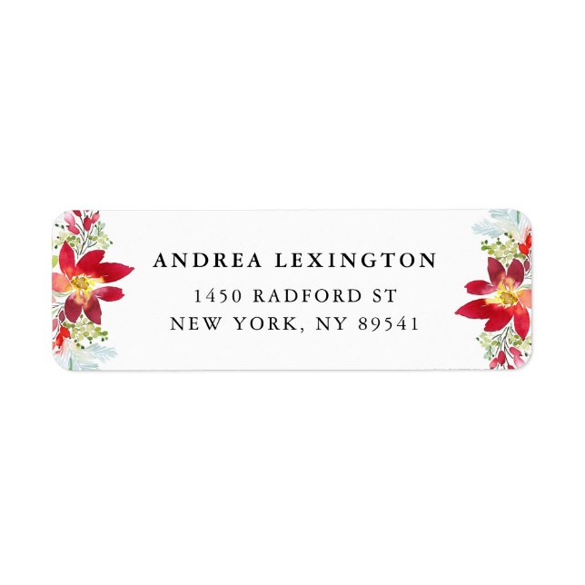 Red Watercolor Christmas Flowers Holiday (Front)