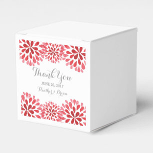 Red Watercolor Chrysanthemum Favour Boxes