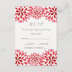 Red Watercolor Chrysanthemum RSVP Card