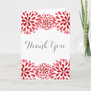 Red Watercolor Chrysanthemum Thank You Card