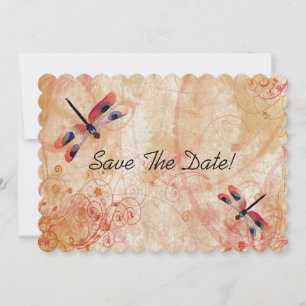 Red Watercolor Dragonflies Save The Date