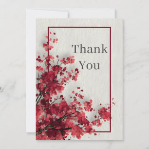 Red Watercolor Faux Textured Paper Thank You Card