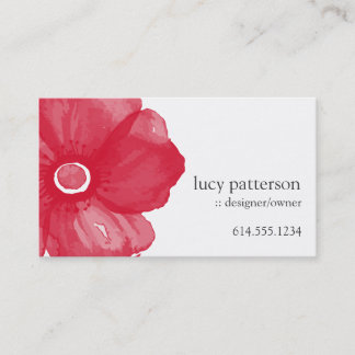 Red Watercolor Flower Business Cards