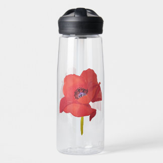 Red watercolor flower flower water bottle