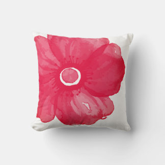 Red Watercolor Flower Pillow