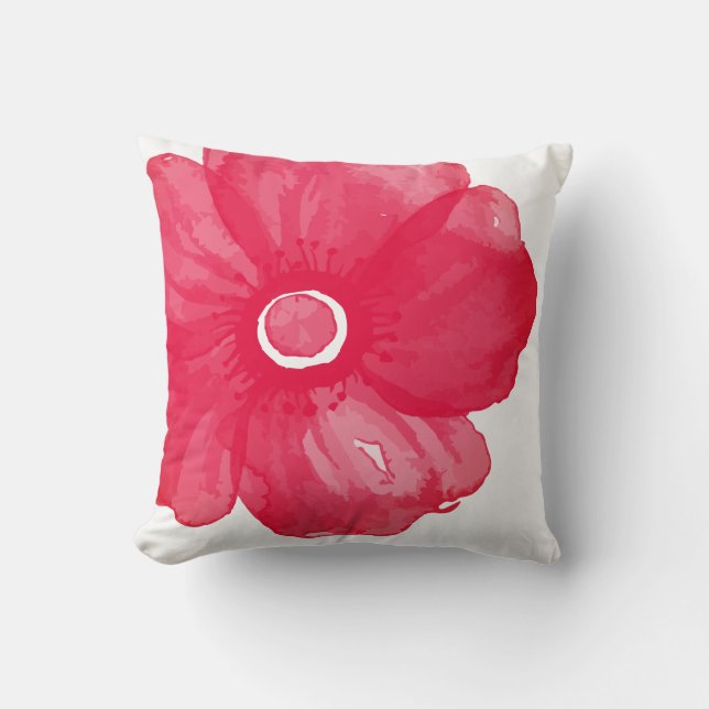 Red Watercolor Flower Pillow (Front)