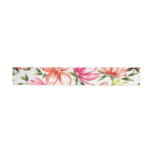 Red Watercolor Flowers 2 Wrap Around Label