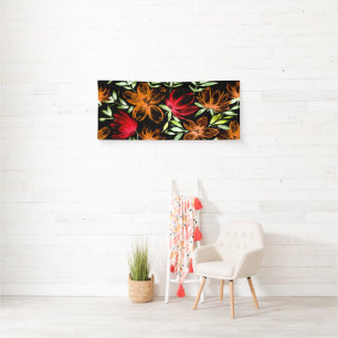 Red Watercolor Flowers 6 Banner