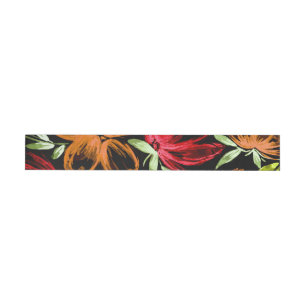 Red Watercolor Flowers 6 Wrap Around Label
