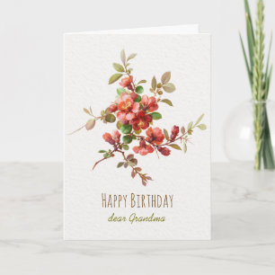 Red watercolor flowers CC0147 Happy Birthday Card