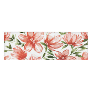 Red Watercolor Flowers Name Tag