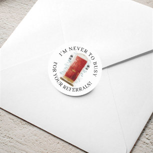 Red Watercolor Front Door Real Estate Referral Classic Round Sticker