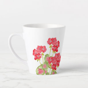 Red Watercolor Geraniums 2 Latte Mug