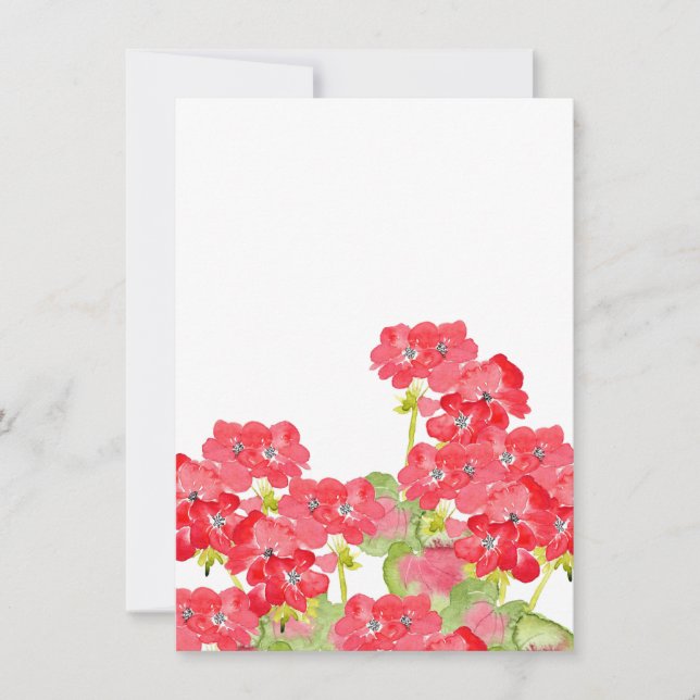 Red Watercolor Geraniums Card (Front)