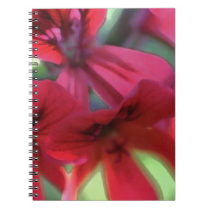 Red Watercolor Geraniums Notebook