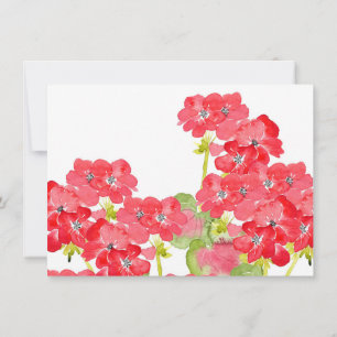 Red Watercolor Geraniums Thank You Card