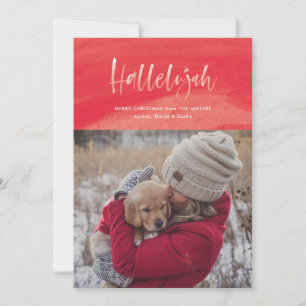Red Watercolor Hallelujah Christmas Holiday Card