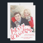 Red Watercolor Hand Lettered Merry Christmas Holiday Card<br><div class="desc"></div>