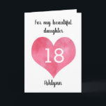 Red Watercolor Heart 18th Birthday Card<br><div class="desc">A personalised watercolor heart 18th birthday card for daughter,  granddaughter,  niece,  etc. This red watercolor heart eighteenth birthday card can be easily personalised with the birthday recipient's name. The inside card message can also be edited. This would make a great birthday card keepsake for her 18th birthday.</div>