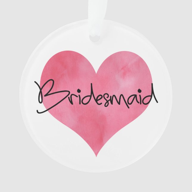 Red Watercolor Heart Bridesmaid  Ornament (Front)