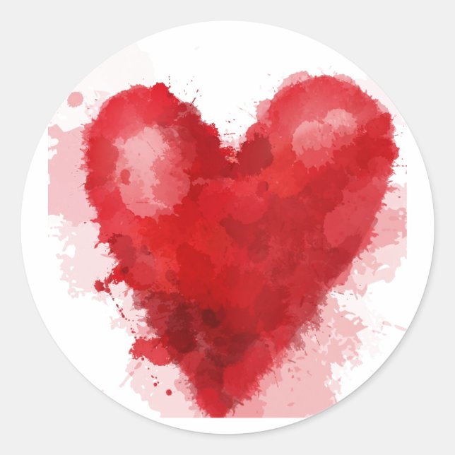 Red watercolor heart gothic girl valentine classic round sticker (Front)