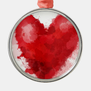 Red watercolor heart gothic girl valentine metal tree decoration