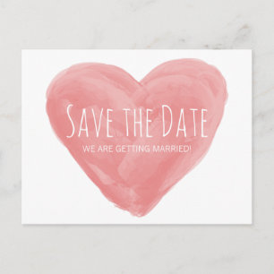 Red Watercolor Heart Save the Date Postcard