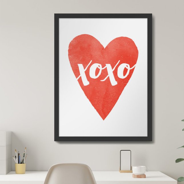 Red Watercolor Heart XOXO Valentine's Day Art Poster (Creator Uploaded)