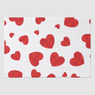 Red Watercolor Hearts Pattern 2 Tissue Paper
