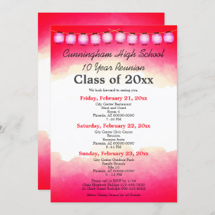 Red Watercolor High School Class Reunion Template