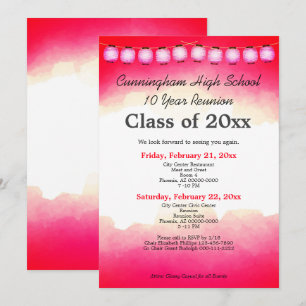 Red Watercolor High School Class Reunion Template