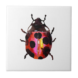 Red Watercolor Ladybug Tile
