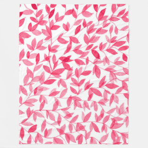 Red watercolor leaves design fleece blanket