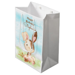 Red Watercolor Little Bunny Medium Gift Bag