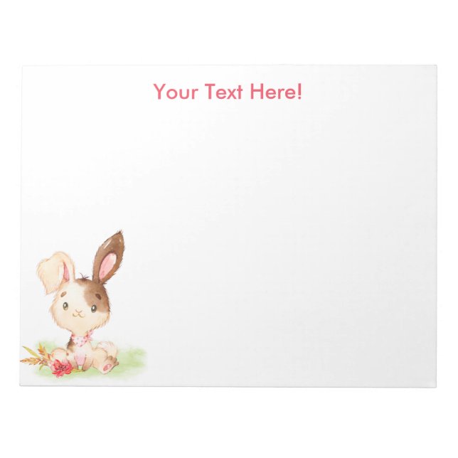 Red Watercolor Little Bunny Notepad (Front)