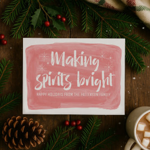 Red Watercolor Making Spirits Bright Holiday