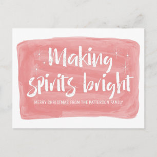 Red Watercolor Making Spirits Bright Holiday Postcard