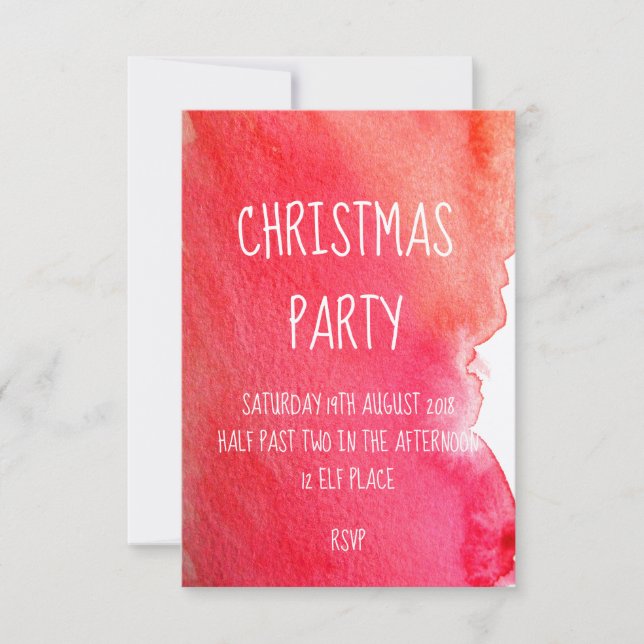 Red watercolor modern Christmas party Invitation (Front)