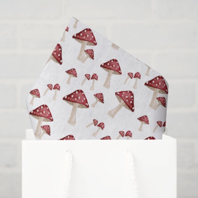 Red Watercolor Mushroom Woodland Forest  Tissue Paper (Gift Bag)