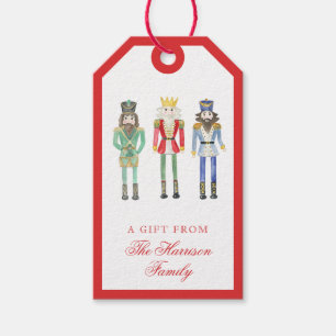Red Watercolor Nutcracker Christmas Gift Tag