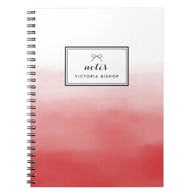 Red Watercolor Ombre Personalised Notebook (Front)