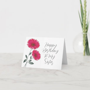 Red Watercolor, Pen & Ink Gerbs Card