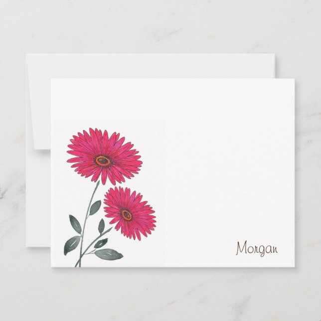 Red Watercolor, Pen & Ink Gerbs Card (Front)