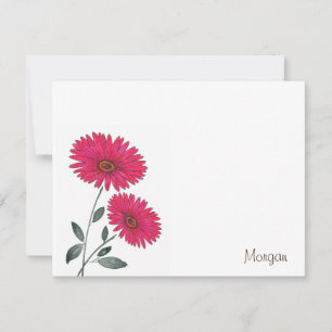 Red Watercolor, Pen & Ink Gerbs Card