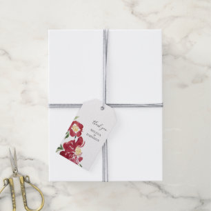 Red Watercolor Peony Wedding Thank You Gift Tags