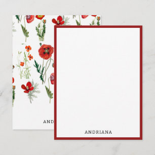Red Watercolor Poppies Florals Card