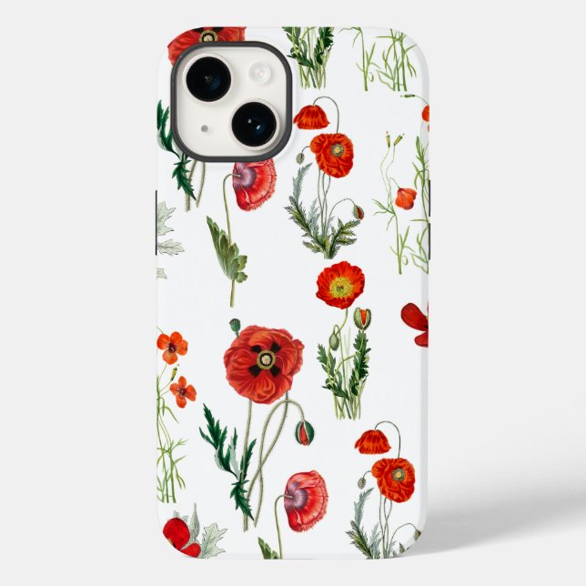 Red Watercolor Poppies Florals Case-Mate iPhone Case (Back)
