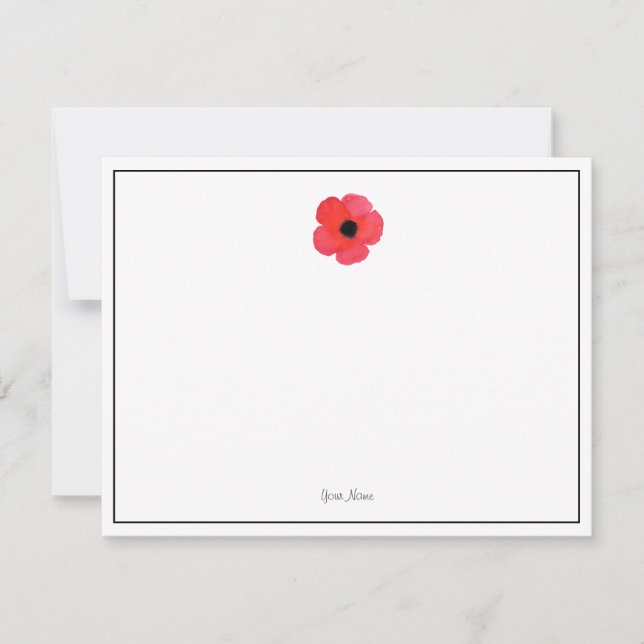 Red Watercolor Poppy Card (Front)