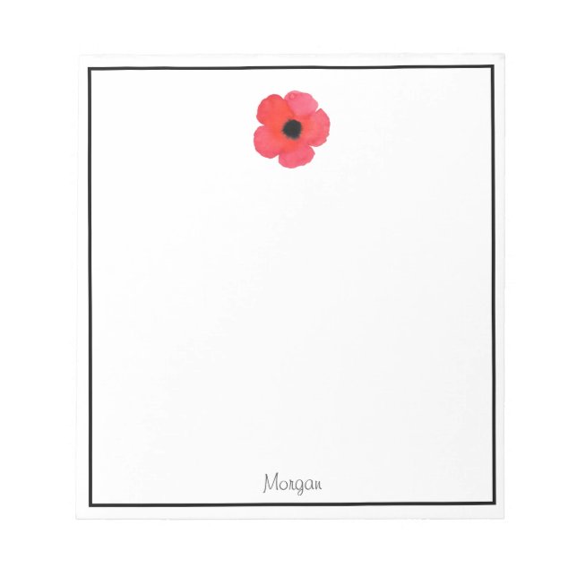 Red Watercolor Poppy Notepad (Front)