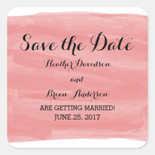 Red Watercolor Save the Date Stickers